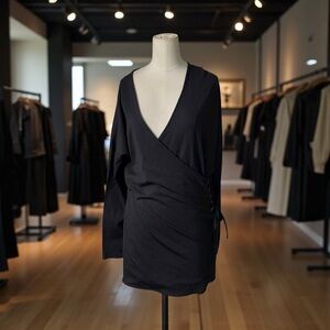 Express Black Wrap Mini Dress with Side Lace-Up Detail